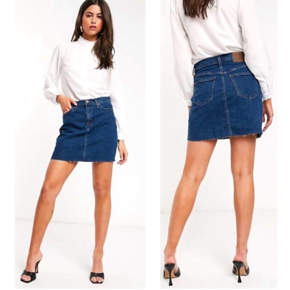 J Crew Mercantile Raw Edge Denim Skirt